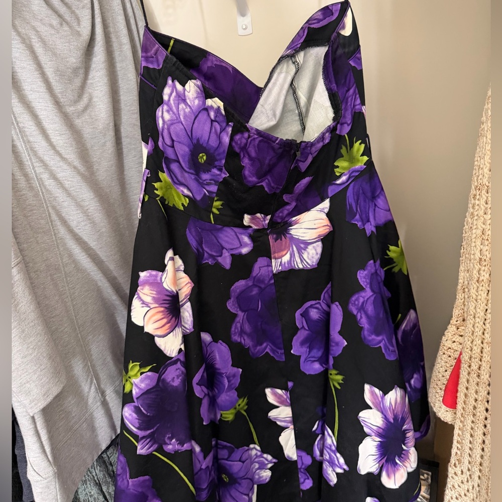 Floral Purple and Black Women's Dress